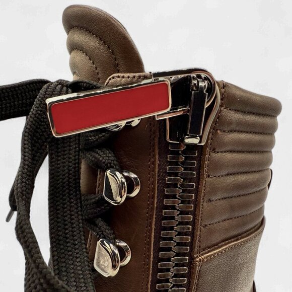 Christian Louboutin EN HIVER 70 Leather Combat Boots with Quilted Collar - Picture 9 of 13